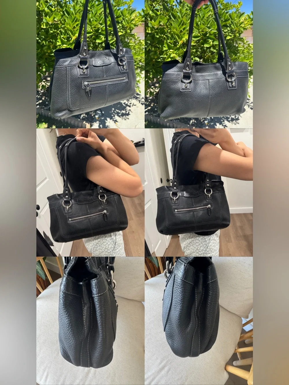 Coach Penelope Y2K Black Pebbled Leather Satchel Shoulder HandBag Purse #F14686